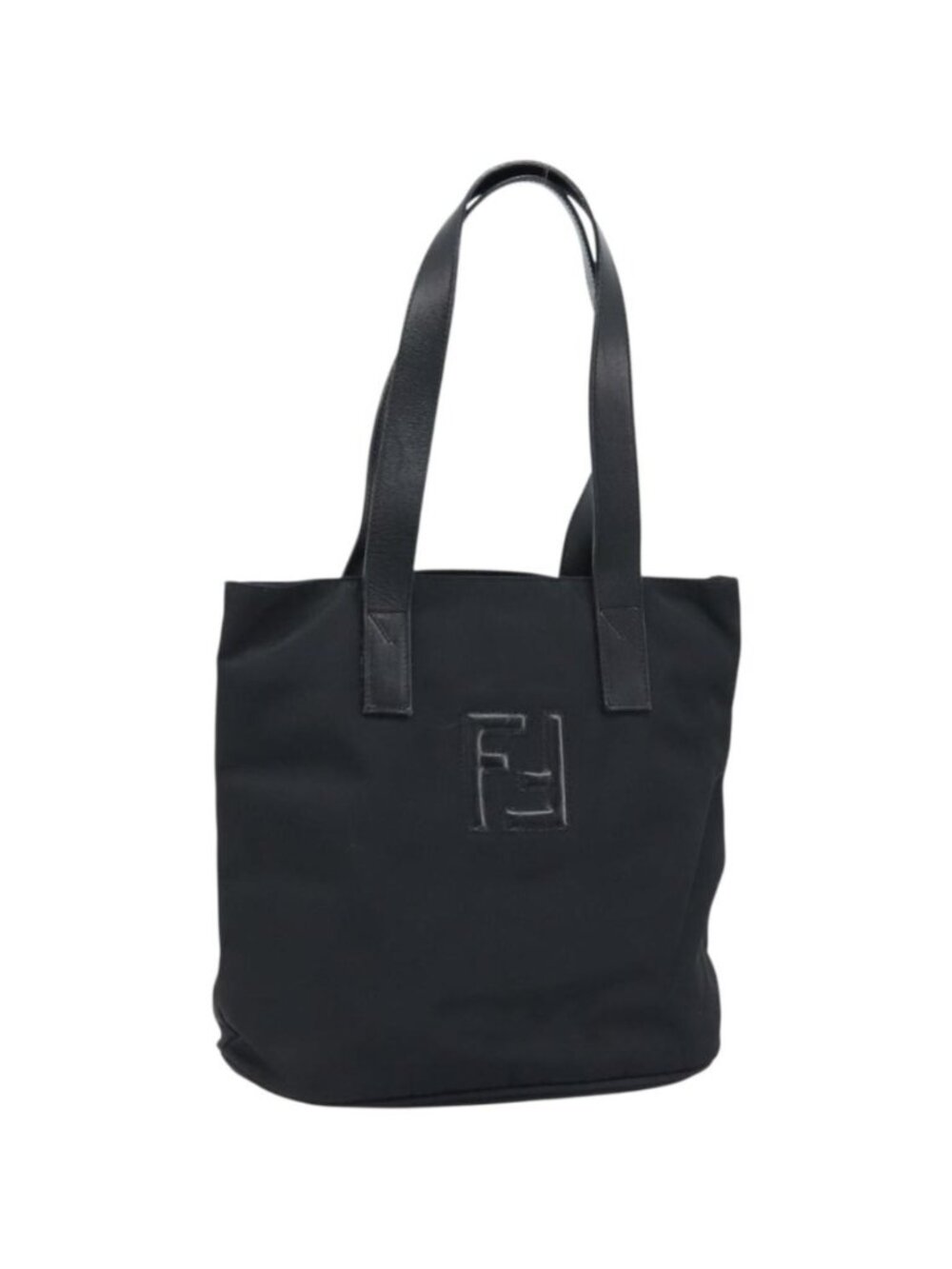 FENDI Tote Bag Nylon Black Silver